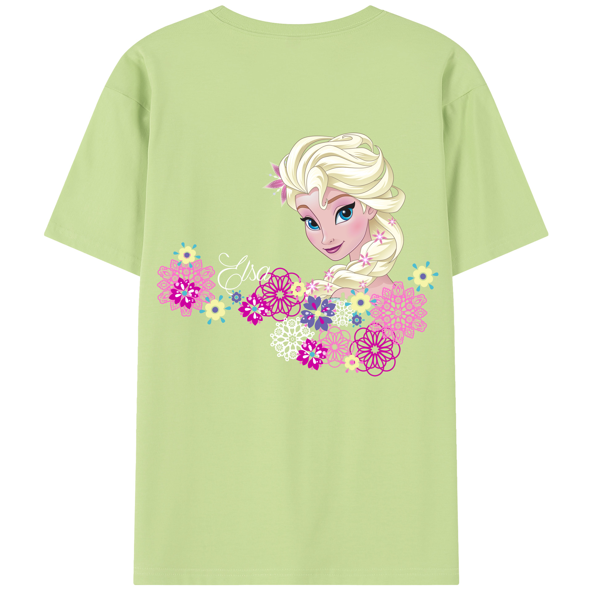 （画像用） アナと雪の女王 アンナ エルサ Frozen Anna Elsa 綿100％半袖Tシャツ（背面プリント）